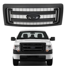 Silscvtt Front Bumper Hood Grille Upper Matte Black Mesh Style Replacement for 2009-2014 F150
