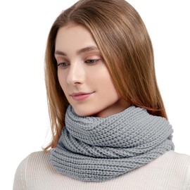 SGQTZDZQ Infinity Scarf Thermal Knitted Scarf, Neck Warmer Loop Scarf for Women, Winter Burgundy Scarf Women Scarf Gifts for Women (Grey)
