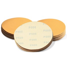 SPEEDWOX 50 Pcs 6 Inches Sanding Discs 500 Grit Dustless Hook and Loop Sandpaper for Random Orbital Sander Yellow Finishing Discs for Automotive Woodworking