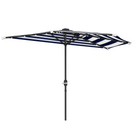 Outsunny Half Patio Umbrella, UPF 30+ Balcony Umbrella, Navy Blue