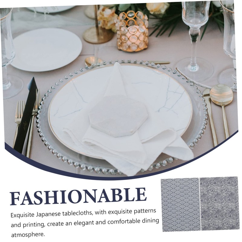 Alipis 2pcs Japanese Pattern Rectangle Table Cloths Retro Dining Covers