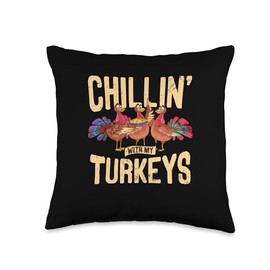 Turkey Meat Thanksgiving Shirt Pilgrim Costume Chillin Thanksgiving Autumn Fall Turkey Throw Pillow, 16x16, Multicolor