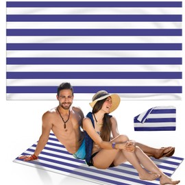 MOLHEM Beach Towel Quick Dry Microfibre, Double Sided Quick Dry Absorbent Beach Towels Sand Free, Lightweight, Compact for Travel Swimming Yoga Gym(160x90cm, 63x35in) (Blue)