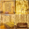 200 LED Diamond Curtain String Light with Remote Control (Warm