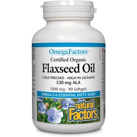 Natural Factors Omega Factors Organic Flaxseed Oil 530 ALA,1000mg,90 Softgels