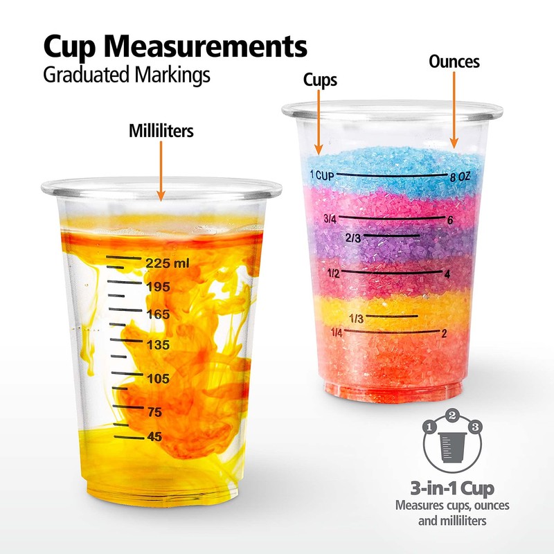 Disposable Measuring Cups For Resin 8 Oz - Clear Plastic