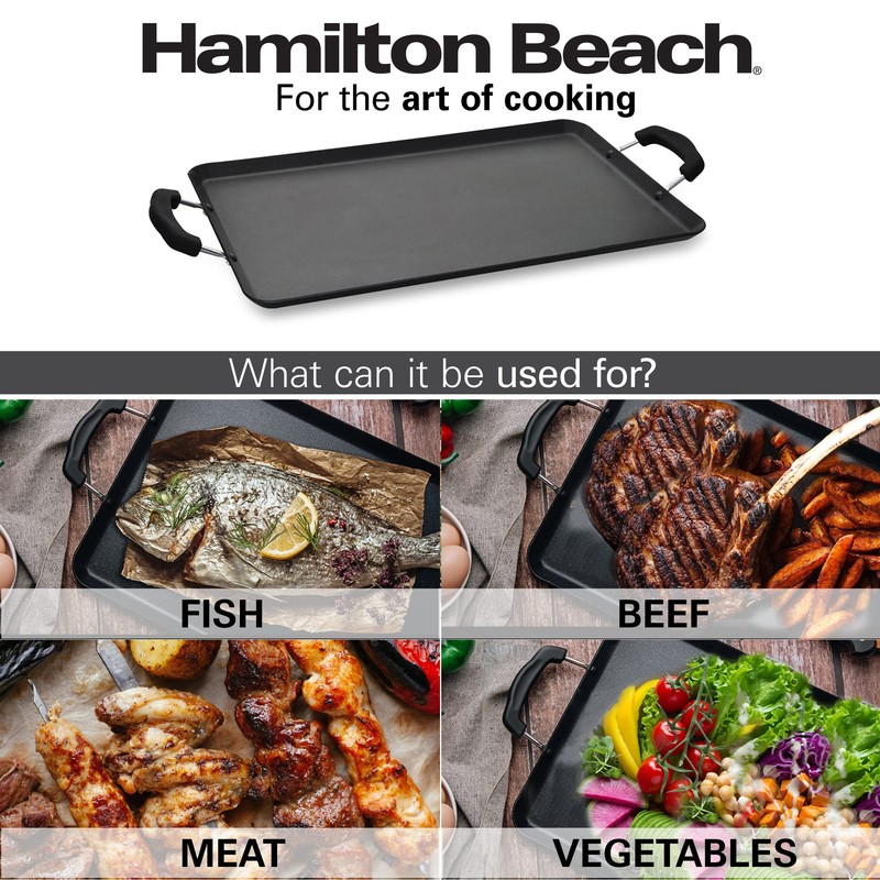 Hamilton Beach Nonstick Double Griddle 19x11-Inch - Black Aluminum Griddle