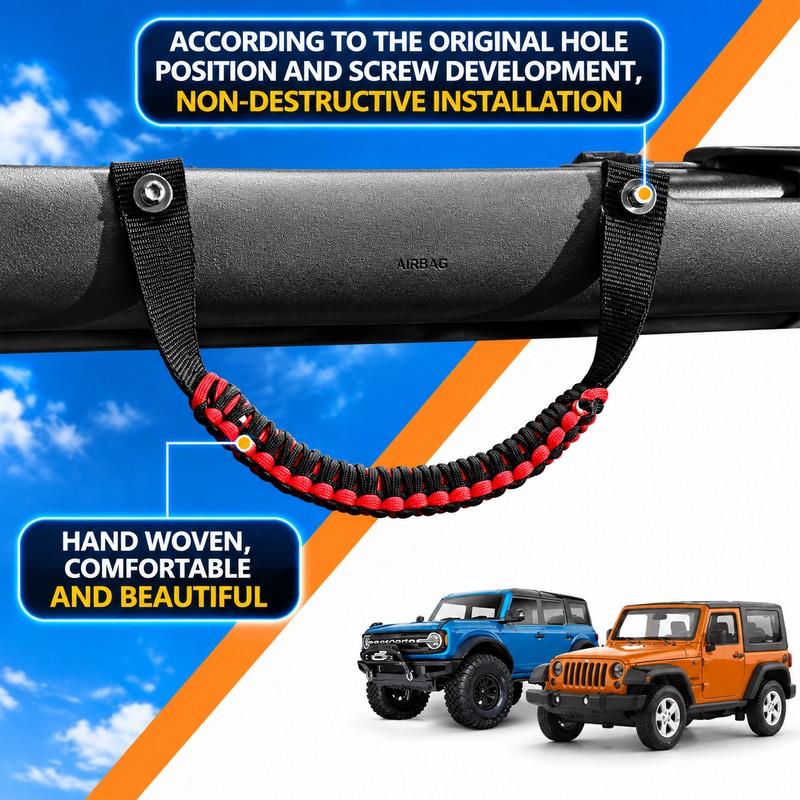 2Pcs Braided Paracord Grab Handles for Ford Bronco 2021–2023 –
