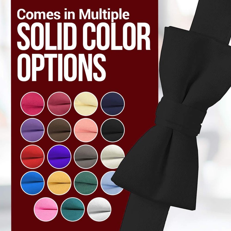 Hold'Em Bow Tie For Mens Satin look Solid Color Adjustable