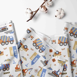 Bacati Construction Multicolor Boys 2 Piece Cotton Printed Crib Fitted Sheets