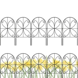 ShopLaLa Animal Barrier Fence (20 Panels) 12in(L) x 24in(H) Rustproof Black Metal Wire Fencing Flower Edging for Landscape Patio Yard Outdoor No Dig Decorative Garden Boarder Fences for Yard D-B24