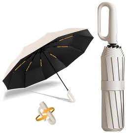 Paraguas Plegable Automático con Hebilla de Anillo, Paraguas de Bolsillo Reforzado, Sombrilla Grande Resistente al Viento, Con 20 Varillas Reflectantes y Protección UV, Para Hombres y Mujeres