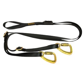 Fusion Y Legged Lanyard with Double Locking Carabiner, Black, Climbing Equipment