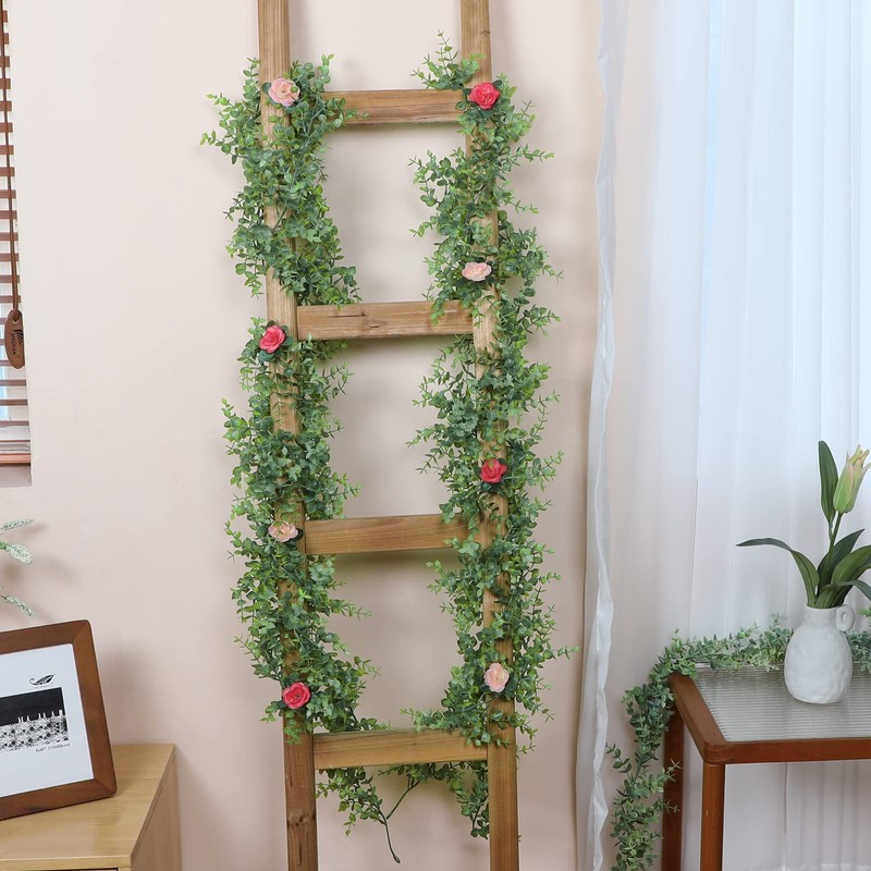 Dolicer 8 Pack Faux Eucalyptus Greenery Garland, 48FT Artificial Eucalyptus