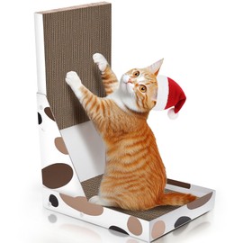 ComSaf Cardboard Vertical Cat Scratcher - Cat Scratching Board Large, L Shaped Cat Scratchers for Indoor Cats with 11.8 Inch Wide Box, Cat Scratch Pad for Cats Adults, Protecting Furniture Wall Couch