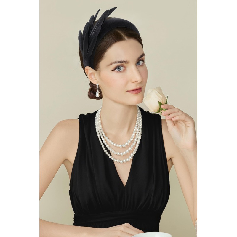 BABEYOND Fascinator Headband for Women - 1920s Feather Tea Party
