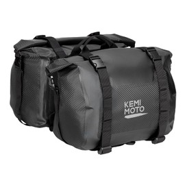 KEMIMOTO PVC Waterproof Motorcycle Saddlebags 50L(25Lx2) Adventure Sport Bike Luggage Bag Detachable Saddle Bags Side Bags for Dirtbike Motorbike Travel Motorcycle Panniers Bags Black
