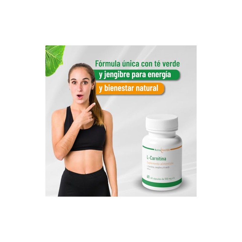 Nutrasien100 L-Carnitina 500 mg | Con Té Verde y Jengibre