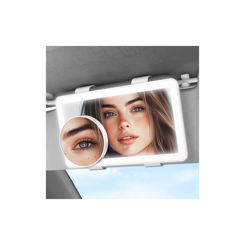 SEALIGHT Car Mirror with Lights Vanity Makeup Mirror Rechargeable Dimmable
