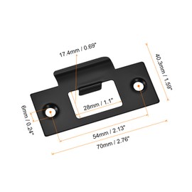 sourcing map 3Pcs Door Strike Plate, 70mm x 40.3mm Stainless Steel Latch Deadbolt Replacement Lock Strike Plate for Door Frame Door Jamb Reinforcement, Black