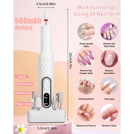 Bixury Nail Cutter, Electric Nail Cutter, 12 in 1 Nail Cutter for Gel Nails, 18000 rpm, Electric Nail File, Professional Manicure and Pedicure Set for Gel Nails, Cuticles Shellac Acrylic Gel