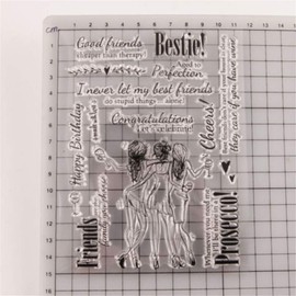 arriettycraft Bestie Cheers Friends Party Rubber Clear Stamp Scrapbook Photo Decorative Card Making Clear Stamp