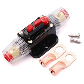 30AMP 30A DC 12V/24V Car Stereo Audio Circuit Breaker Manual Reset Inline Fuse Holder with UL Listed Heavy Duty Wire Lugs, Closed End Crimp Connectors â (4 AWG to 3/8 AWG)
