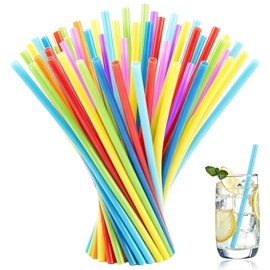 ZBXSNK 100Pcs Colourful Reusable Plastic Straws, Food-Grade & Odourless