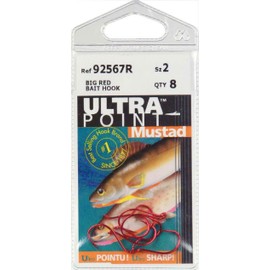 Mustad UltraPoint Octopus/Beak Bait Fishing Hook Blonde Red, 2, Pack of 8