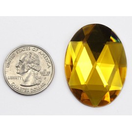 Allstarco 40x30mm Large Flat Back Oval Acrylic Rhinestones Cosplay Costume Gems Plastic Jewels Embelishments DIY Crafts Gemstones - 4 Pieces (Brown Smokey Topaz H131)