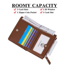 RNIEGA Women's Purse, Women's Small PU Leather, Purse Women's RFID Blocking, Purse with Zip and Multiple Card Slots, 46 - black, Bi-fold