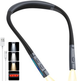 TROND Book Light Neck Reading Lamp - 3 Color 3 Brightness with Warning Light, 1000mAh LED Rechargeable Reading Light, Flexible Arm, Comfortable for Reading in Bed, Crochet, Walking, Book Lovers Gifts