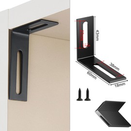 Pamtns Pack of 16 Adjustable Angle Connectors Black Angle Metal Adjustable L Corner Brace Metal Angle 90 Degree Heavy Duty Perforated Plate Angle Mounting Angle with Screws Corner Bracket Bracket