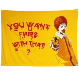 Giney Gatom McDonald's Flag Funny Clown McDonalds Clown Banner 35in x 47in with 4 Grommets