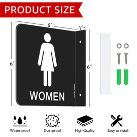 GicnKeuz Man and Women Bathroom Signs, 6" x 6" Restroom Signs, Two-Sided Acrylic L-Sign for Business or Office Bathroom and Toilet Door or Wall Décor, Including Screws, Easy to Install (4 Pack)