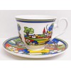 Village Art Deco Tea Cup & Saucer Fine Bone China