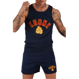 Kronk - Boxing Training Gym Vest - Lightweight Athletic Wear, Durable Workout Apparel, Iconic Gloves Design, Men's Sports Training Vest, Navy, XXLarge