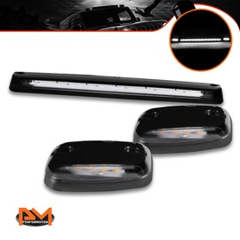 PM PERFORMOTOR 3Pcs White LED Cab Top Roof Running Lights Marker Lights Compatible with 07-13 Silverado Sierra,Black Housing/Clear Lens
