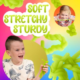 10 Pack Monkey Noodles - Stretchy Sensory Toys for Kids and Toddlers - Autism Sensory Products - Stretchy String - Party Favors for Kids - Treasure Box Toys for Classroom - Easter Toys - Yellow