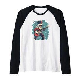 Shredding Nutcracker with a Cool Electric Guitar Costume Raglan Baseball Tee