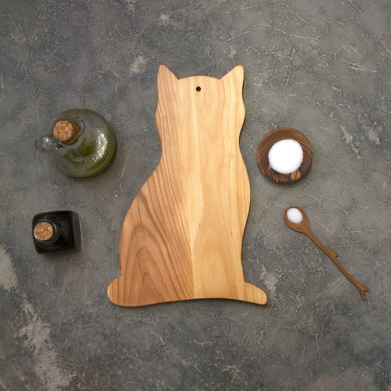Cat Shaped Cutting Board Wooden Kitchen Chopping Board Cute Cheese