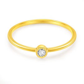 Caratant 14k Solid Gold Diamond Solitaire Bezel Ring for women,0.065ct,DEF VS~VVS, No fading, No allergies,Lab grown Diamond(Yellow, 6)