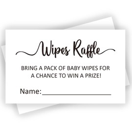 KONKAVA 50 Diaper and Wipes Raffle Tickets, 3.5" x 2" With Name Line, for Girl or Boy Baby Shower Invitations, Baby Shower Game