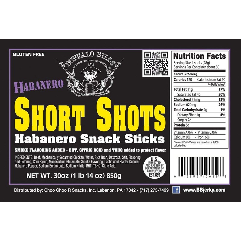 Buffalo Bills Habanero Short Shots (120 beef and chicken 3.5”