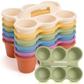 Suclain 6 Pcs Classroom Caddy with Handle Plastic Caddy Organizer with 6 Compartments Drink Cup Caddies Holder Portable Desk Crayon Storage Basket Pin for Teacher Kids Office School(Boho Color)