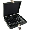 FindingKing 25 Gem Jars Black Display Tray Gemstone Travel Case