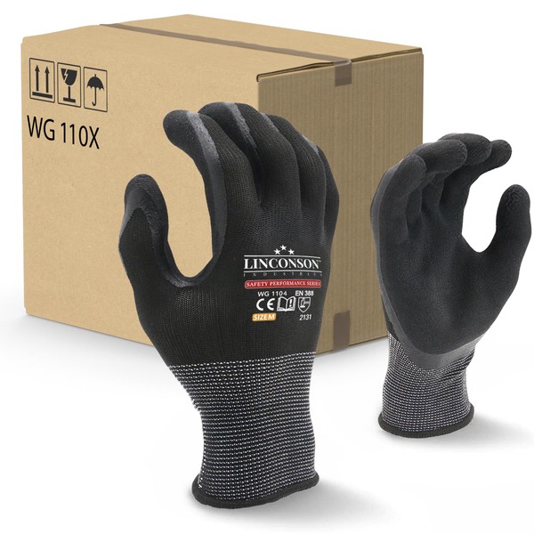 LINCONSON 12 Pack Safety Performance Series Construction Mechanics Work Gloves