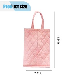 Car Tissue Holder, PU Leather Car Backseat Napkin Holder, Rectangular Hanging Tissues Box Cover for 120-150 Standard Tissues, Car Tissue Storage Organizer Accessories for Most Vehicles (Pink)