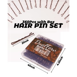 Bobby Pins marrón, 360 pines de bobina marrón, pin de bobina de alta calidad de 2 pulgadas, pasadores de bobina de sujeción segura con caja de almacenamiento, horquillas para el pelo para niños, niñas y mujeres