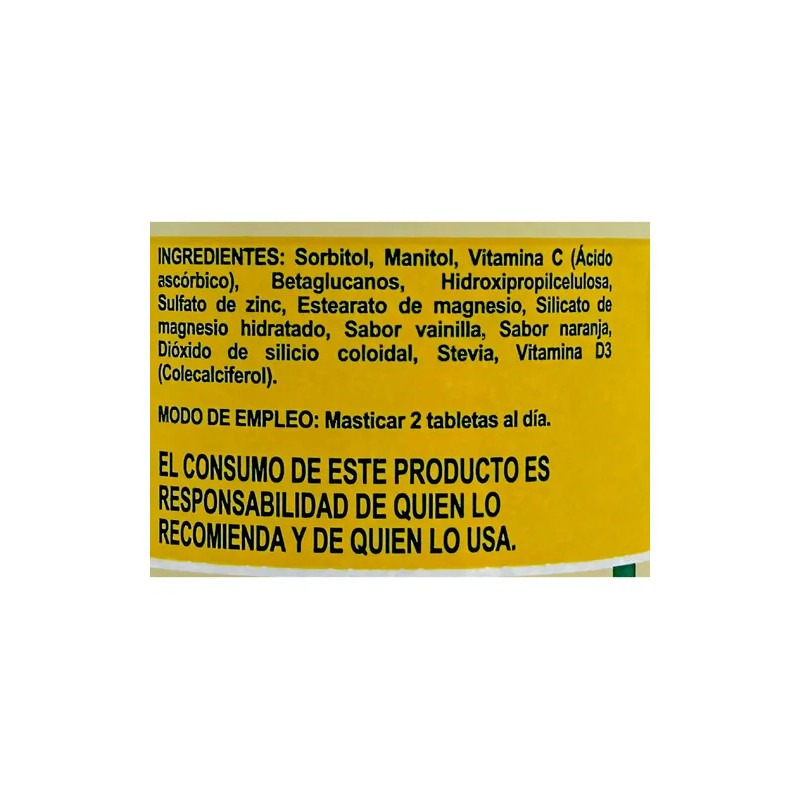 Vitamina C Betaglucanos Zinc Y Vitamina D3 30 Tabs Masticabl